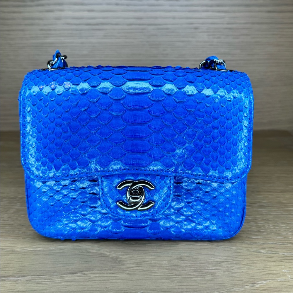 Classic Python Rectangular Mini Flap Bag